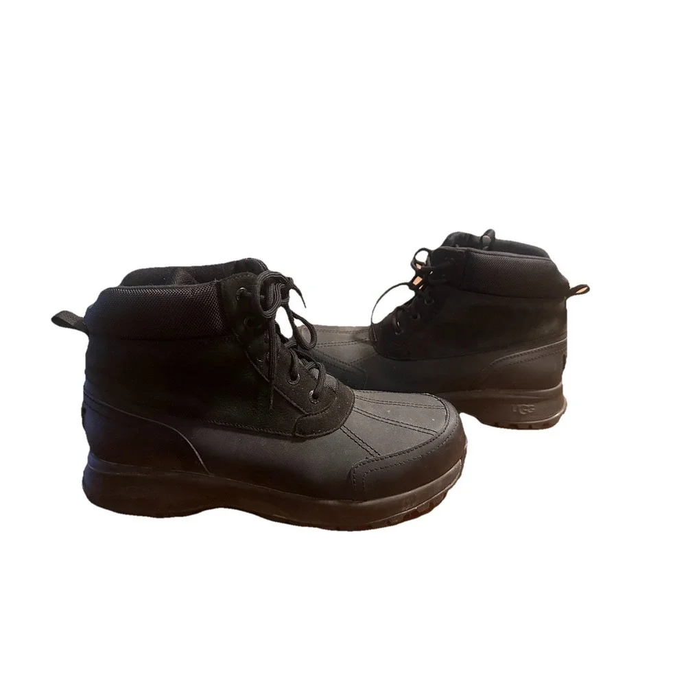 UGG MEN'S EMMETT WATERPROOF WINTER DUCK BOOTS BLACK SIZE 12